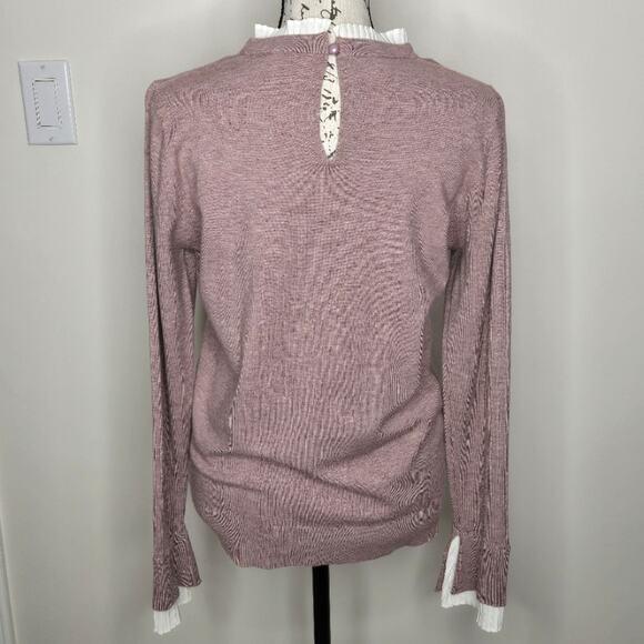 MILANO Womens Rose Pink Longsleeve Blousey Sweater Keyhole Back Closure Size M - Picture 3 of 8